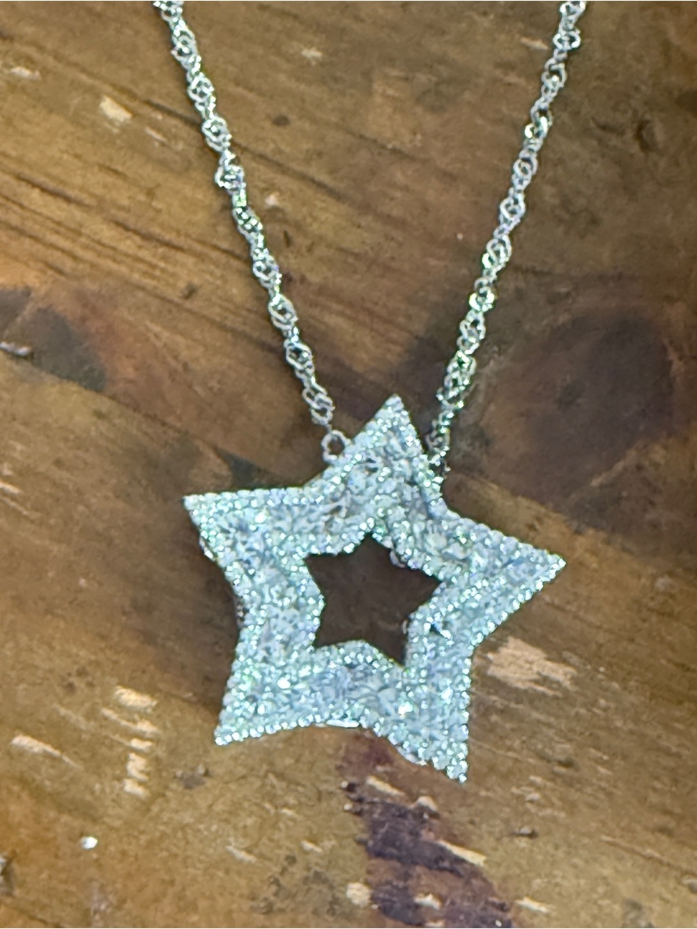 Cate D’ Argent sterling silver cubic zirconia STAR necklace 17 1/2” NWT